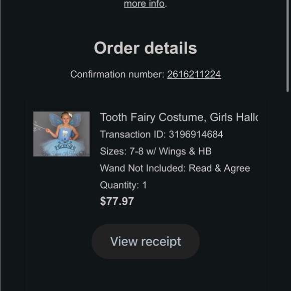 Girl’s tooth fairy costume - Picture 5 of 5